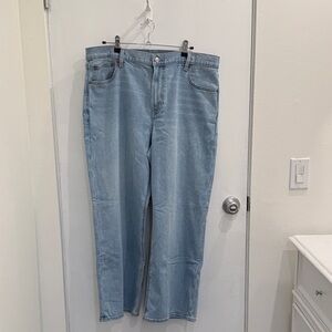 Stovepipe Light Blue Denim Jeans - Classic Straight Fit SHORT